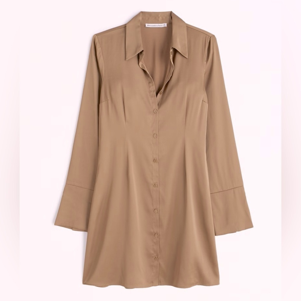 Abercrombie Split Sleeve Satin button down dress